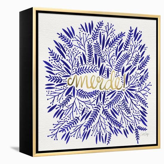 Merde – Navy and Gold-Cat Coquillette-Framed Premier Image Canvas