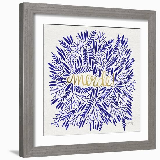 Merde – Navy and Gold-Cat Coquillette-Framed Giclee Print