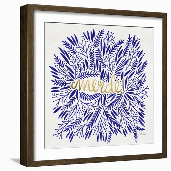 Merde – Navy and Gold-Cat Coquillette-Framed Giclee Print