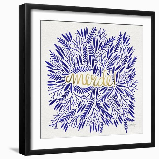 Merde – Navy and Gold-Cat Coquillette-Framed Giclee Print