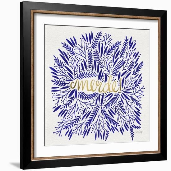 Merde – Navy and Gold-Cat Coquillette-Framed Giclee Print