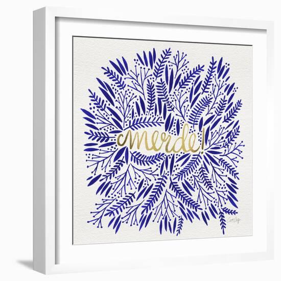 Merde – Navy and Gold-Cat Coquillette-Framed Giclee Print