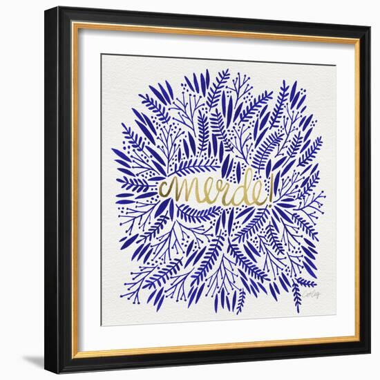 Merde – Navy and Gold-Cat Coquillette-Framed Giclee Print