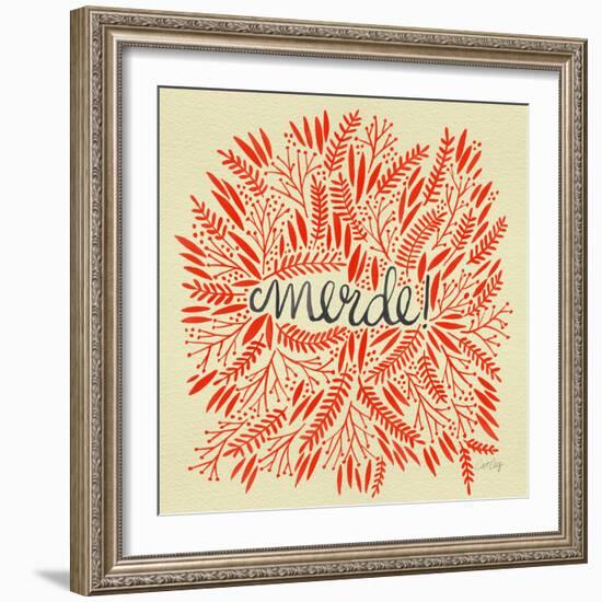 Merde – Red on Yellow-Cat Coquillette-Framed Giclee Print