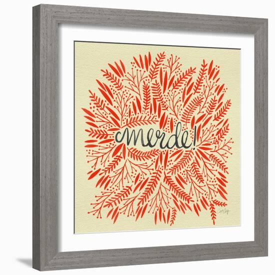 Merde – Red on Yellow-Cat Coquillette-Framed Giclee Print