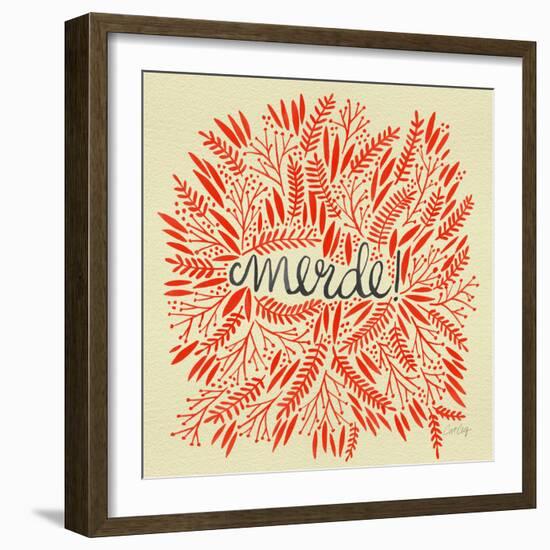 Merde – Red on Yellow-Cat Coquillette-Framed Giclee Print