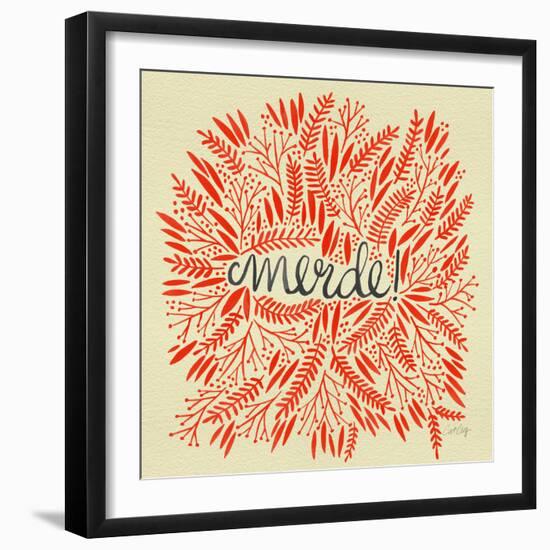 Merde – Red on Yellow-Cat Coquillette-Framed Giclee Print