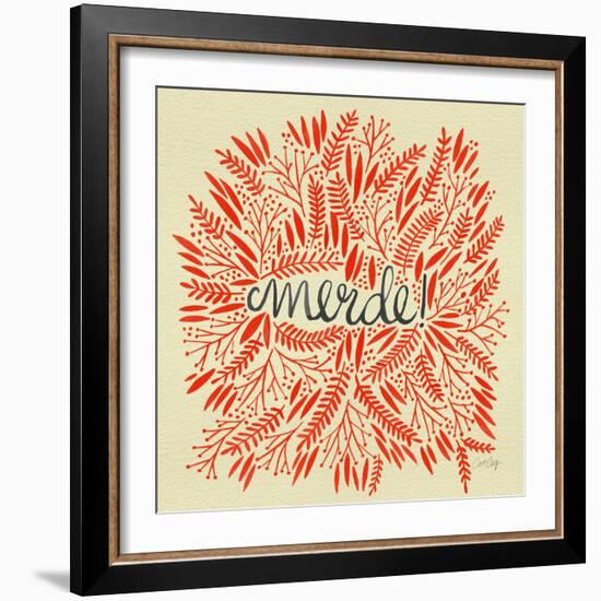 Merde – Red on Yellow-Cat Coquillette-Framed Giclee Print