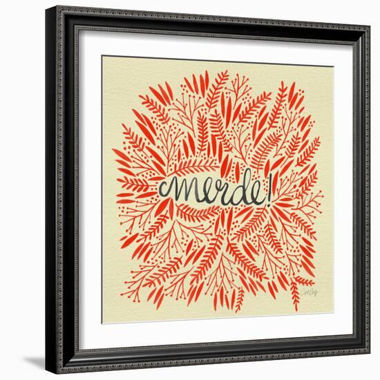Merde – Red on Yellow-Cat Coquillette-Framed Giclee Print