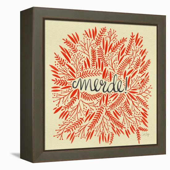 Merde – Red on Yellow-Cat Coquillette-Framed Premier Image Canvas