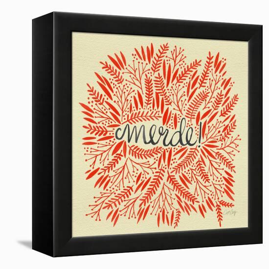 Merde – Red on Yellow-Cat Coquillette-Framed Premier Image Canvas