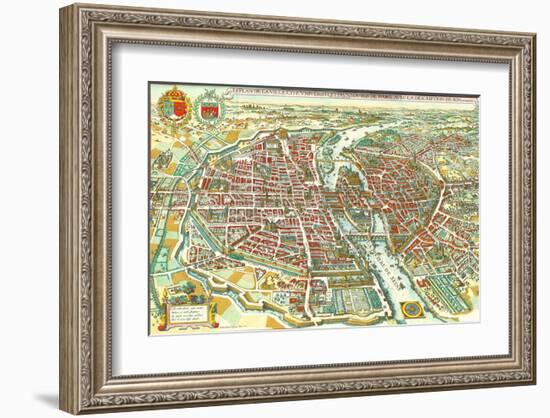 Merian map of Paris 1615-Matheus Merian-Framed Art Print