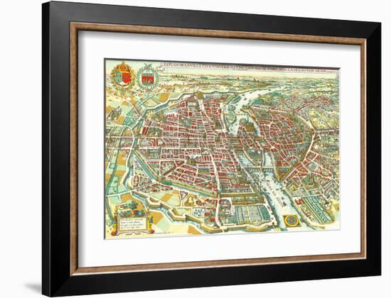 Merian map of Paris 1615-Matheus Merian-Framed Art Print