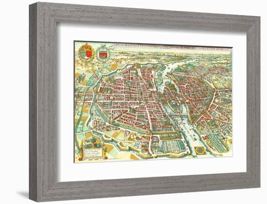 Merian map of Paris 1615-Matheus Merian-Framed Art Print