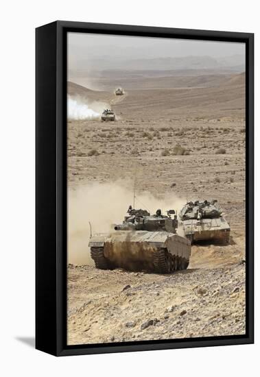 Merkava Iii Main Battle Tanks in the Negev Desert, Israel-Stocktrek Images-Framed Premier Image Canvas