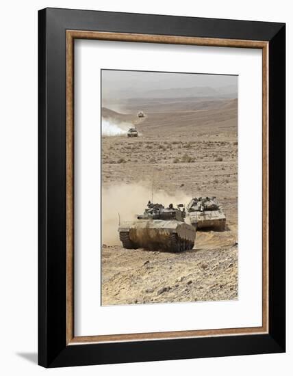 Merkava Iii Main Battle Tanks in the Negev Desert, Israel-Stocktrek Images-Framed Photographic Print
