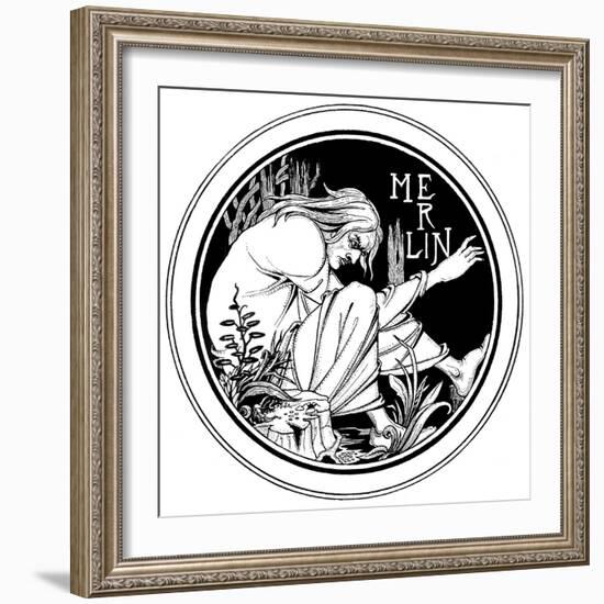 Merlin, an Illustration from 'Le Morte D'Arthur' by Sir Thomas Malory, 1893-94-Aubrey Beardsley-Framed Giclee Print