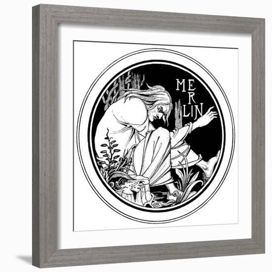 Merlin, an Illustration from 'Le Morte D'Arthur' by Sir Thomas Malory, 1893-94-Aubrey Beardsley-Framed Giclee Print