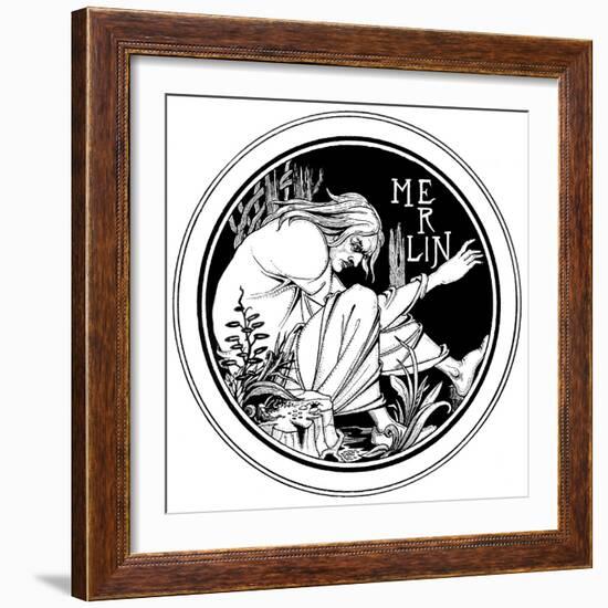 Merlin, an Illustration from 'Le Morte D'Arthur' by Sir Thomas Malory, 1893-94-Aubrey Beardsley-Framed Giclee Print