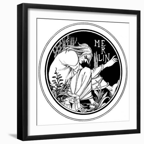 Merlin, an Illustration from 'Le Morte D'Arthur' by Sir Thomas Malory, 1893-94-Aubrey Beardsley-Framed Giclee Print