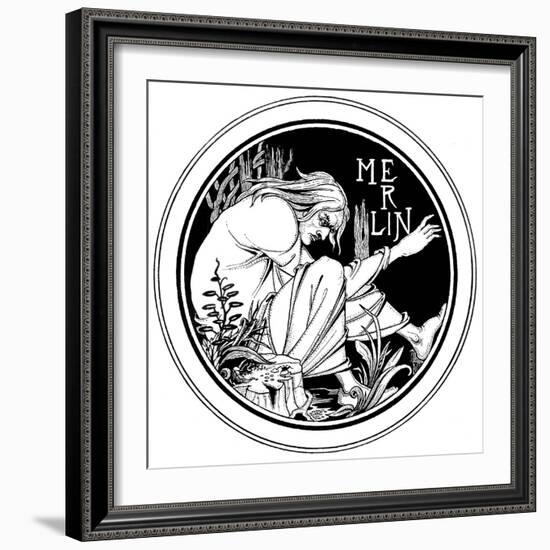 Merlin, an Illustration from 'Le Morte D'Arthur' by Sir Thomas Malory, 1893-94-Aubrey Beardsley-Framed Giclee Print