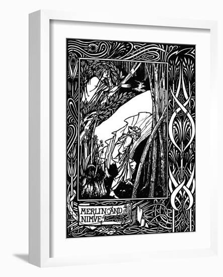 Merlin and Nimue. Illustration to the Book Le Morte D'Arthur by Sir Thomas Malory, 1893-1894-null-Framed Giclee Print