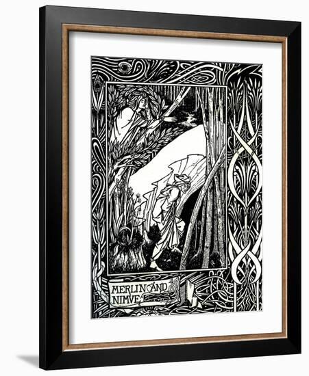 Merlin and Nimue-Aubrey Beardsley-Framed Giclee Print