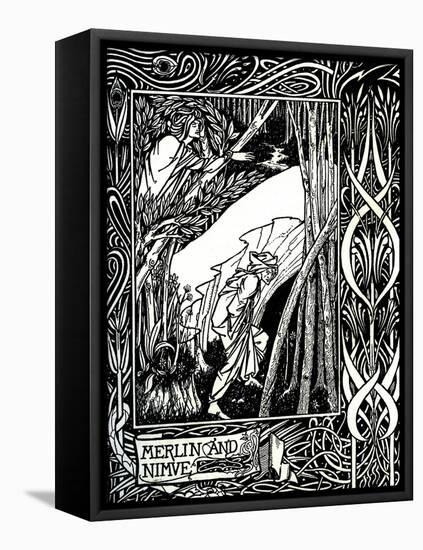 Merlin and Nimue-Aubrey Beardsley-Framed Premier Image Canvas