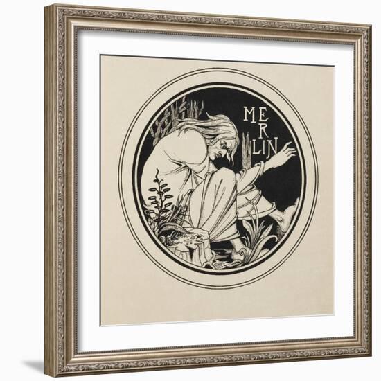 Merlin from a book of fifty drawings, 1897 drawing-Aubrey Beardsley-Framed Giclee Print