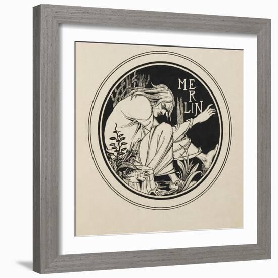 Merlin from a book of fifty drawings, 1897 drawing-Aubrey Beardsley-Framed Giclee Print