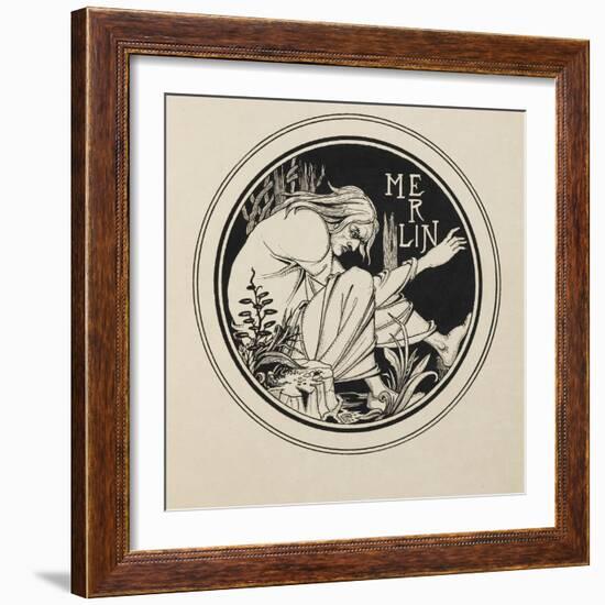 Merlin from a book of fifty drawings, 1897 drawing-Aubrey Beardsley-Framed Giclee Print