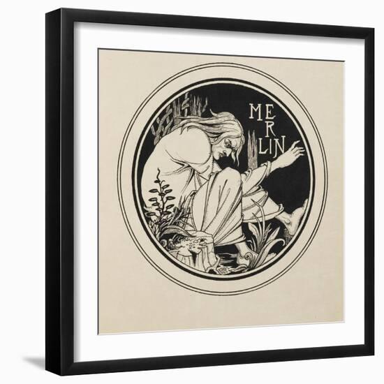 Merlin from a book of fifty drawings, 1897 drawing-Aubrey Beardsley-Framed Giclee Print