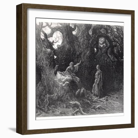 Merlin in the Forest of Broceliande, from "Orlando Furioso"-Gustave Doré-Framed Giclee Print