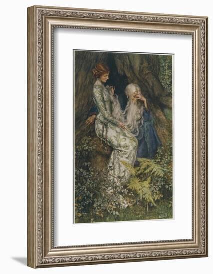 Merlin is Spellbound by His Lover Nimue-Eleanor Fortescue Brickdale-Framed Photographic Print