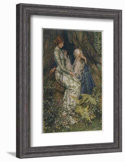 Merlin is Spellbound by His Lover Nimue-Eleanor Fortescue Brickdale-Framed Photographic Print