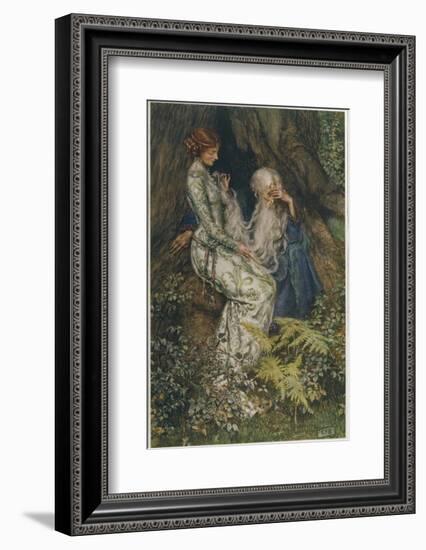 Merlin is Spellbound by His Lover Nimue-Eleanor Fortescue Brickdale-Framed Photographic Print