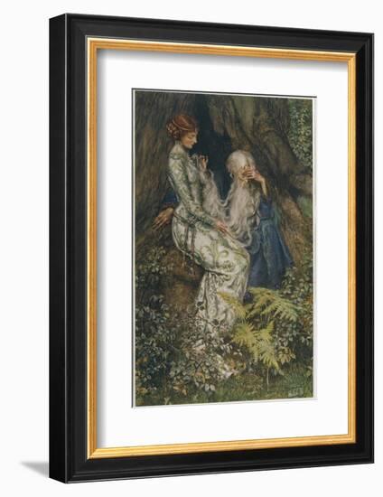 Merlin is Spellbound by His Lover Nimue-Eleanor Fortescue Brickdale-Framed Photographic Print