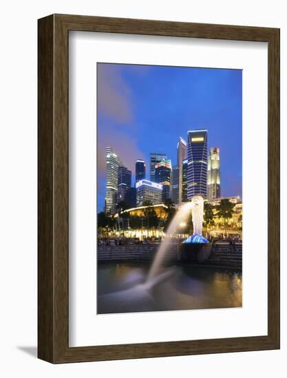 Merlion and Marina Bay Downtown Buildings, Singapore, Southeast Asia, Asia-Christian Kober-Framed Photographic Print