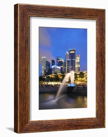 Merlion and Marina Bay Downtown Buildings, Singapore, Southeast Asia, Asia-Christian Kober-Framed Photographic Print