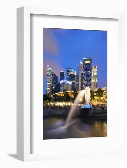 Merlion and Marina Bay Downtown Buildings, Singapore, Southeast Asia, Asia-Christian Kober-Framed Photographic Print