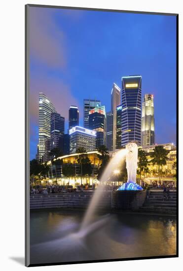 Merlion and Marina Bay Downtown Buildings, Singapore, Southeast Asia, Asia-Christian Kober-Mounted Photographic Print