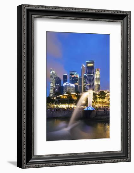 Merlion and Marina Bay Downtown Buildings, Singapore, Southeast Asia, Asia-Christian Kober-Framed Photographic Print