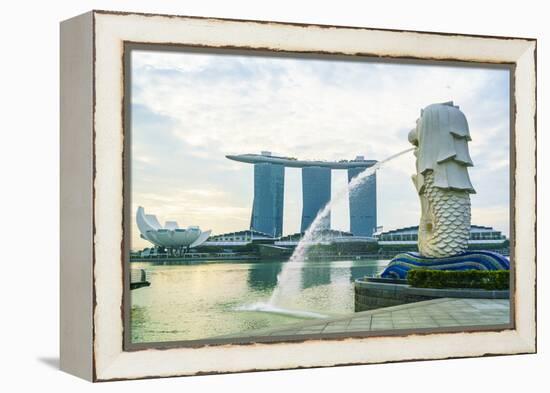 Merlion Statue, the National Symbol of Singapore and its Most Famous Landmark, Merlion Park-Fraser Hall-Framed Premier Image Canvas