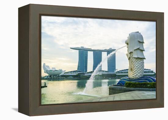 Merlion Statue, the National Symbol of Singapore and its Most Famous Landmark, Merlion Park-Fraser Hall-Framed Premier Image Canvas