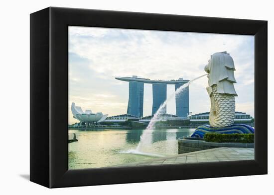 Merlion Statue, the National Symbol of Singapore and its Most Famous Landmark, Merlion Park-Fraser Hall-Framed Premier Image Canvas