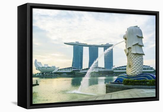 Merlion Statue, the National Symbol of Singapore and its Most Famous Landmark, Merlion Park-Fraser Hall-Framed Premier Image Canvas