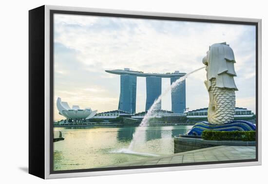 Merlion Statue, the National Symbol of Singapore and its Most Famous Landmark, Merlion Park-Fraser Hall-Framed Premier Image Canvas