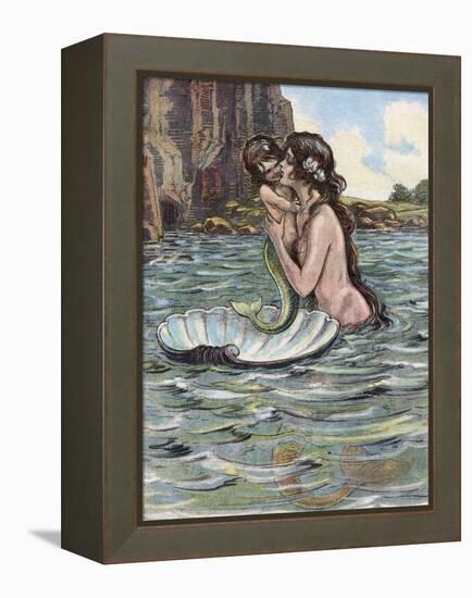 Mermaid and Child-null-Framed Premier Image Canvas