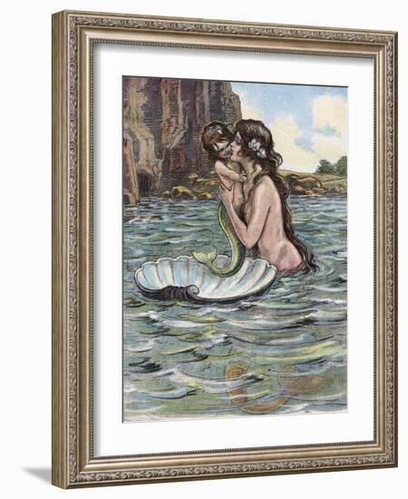 Mermaid and Child-null-Framed Photographic Print