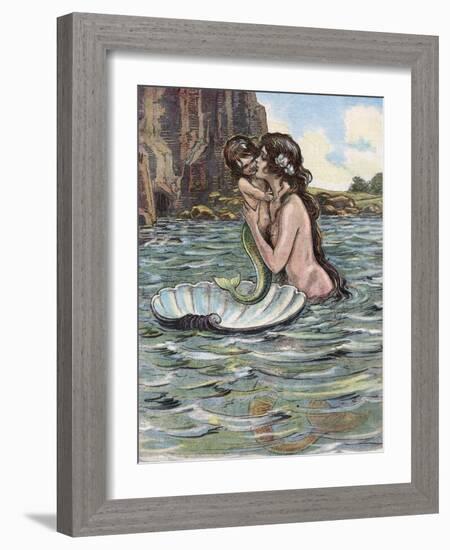 Mermaid and Child-null-Framed Photographic Print